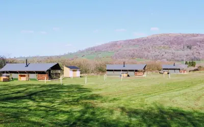 a group of houses in a field with a hill at 3 Bed in Talybont-on-Usk oc-wal374 in Talybont