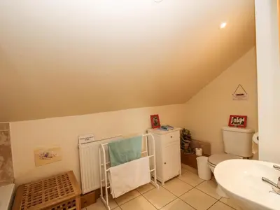 a bathroom with a sink and a toilet at Mossy Lodge in Shrewsbury