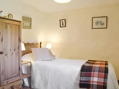 a bedroom with two beds in a room at Forget Me Not Cottage in New Radnor