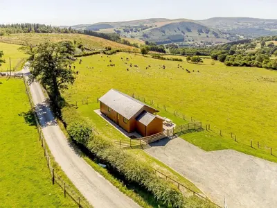 an overhead view of a barn in a field at 2 Bed in Llandrindod Wells oc-89064 in Nantmel