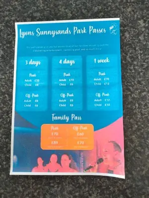 a flyer for a family park parade with a picture at M&C Caravan Hire Sunnysands in Barmouth