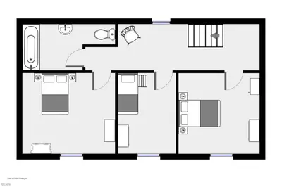a black and white floor plan of a house at Ty-Newydd-Frongaled in Dyffryn