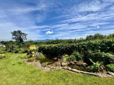 a garden with a creek in the grass at 3 Bed in Brecon oc-93947 in Llanywern