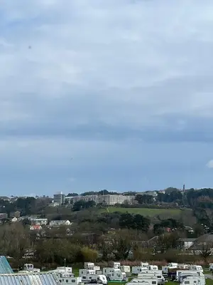 a view of a city with buildings in the background at Spacious 2 bedroomed mobile home in Aberystwyth