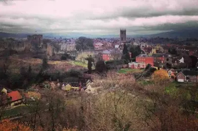a view of a city with a town in the background at Grade 2 listed , In the heart of Historic Ludlow. in Ludlow