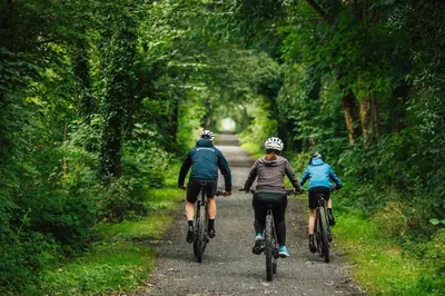 a group of three people riding bikes down a trail at 3 Bed in Knighton oc-b29329 in Felindre