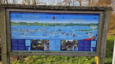 a sign at the entrance to bamburi beach at Number 8 Lodge Caer Beris in Maesmynis