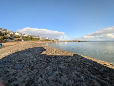 a view of a beach and the water at Synod Farm Cottage, 5 Person Hot Tub, Pets Welcome in Llandysul