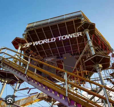 a roller coaster with the words world tower on it at Glanyrafon Cottage in Sennybridge