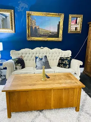 a living room with a couch and a coffee table at Sy3 Shrewsbury in Shrewsbury