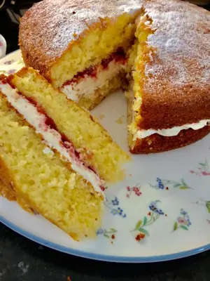 two slices of cake on a white plate at Bryn Teg Barn in Dyffryn