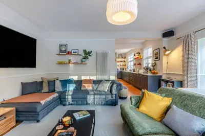 a living room with two couches and a tv at 5 Bed in Church Stretton oc-t30413 in Church Stretton