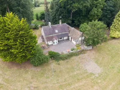 an aerial view of a house with a yard at 4 bed cottage Breath-taking views Sleeps 8 in Presteigne