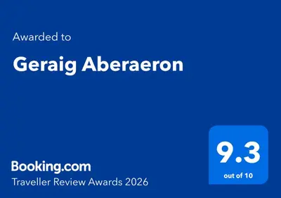 a blue screen with the text emailed togaraging aberration at Geraig Aberaeron in Aberaeron