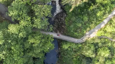 an overhead view of a road in the middle of a forest at 3 Bed in Dolgellau oc-h31822 in Dolgellau