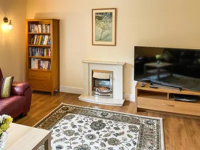 a living room with a television and a fireplace at Bron-Yr-Aur - Uk49616 in New Quay