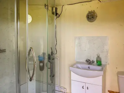 a bathroom with a shower and a sink at Tilly - Uk49798 in Brecon