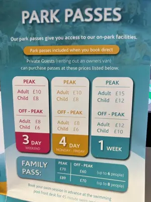 a sign in a store explaining park passes at Sher, My Happy super static -2026 Award winner in Llanddwywe