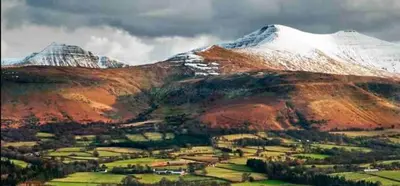 a view of a mountain with snow covered mountains at Kookaburra Cottage in Brecon