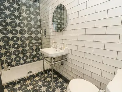 a bathroom with a toilet and a sink at The Retreat at Glanrannell Park House in Llanwrda