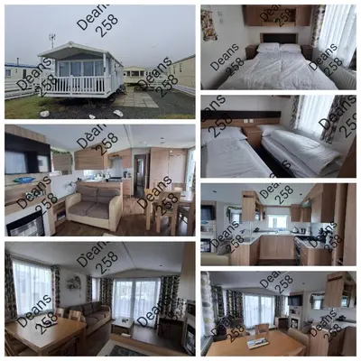 a collage of four pictures of a bedroom and a living room at Deans Snowdon Summit 109 in Barmouth