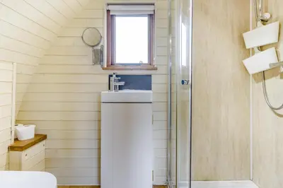 a bathroom with a sink and a shower at 1 Bed in Garth oc-k32702 in Garth