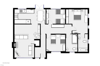 a black and white floor plan of a house at Mehefin in Harlech