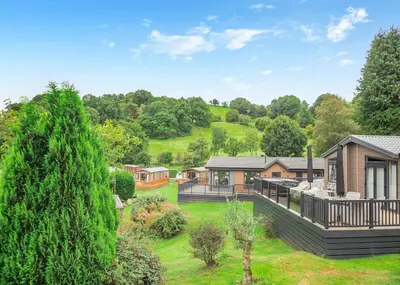 an aerial view of a house with a yard at Beautiful Home In Bala, Gwynedd W in Llanfor