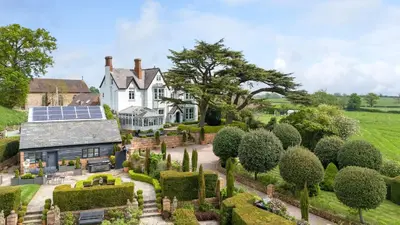 an aerial view of a house with a garden at The Topiary by Birch Stays in Wollaston