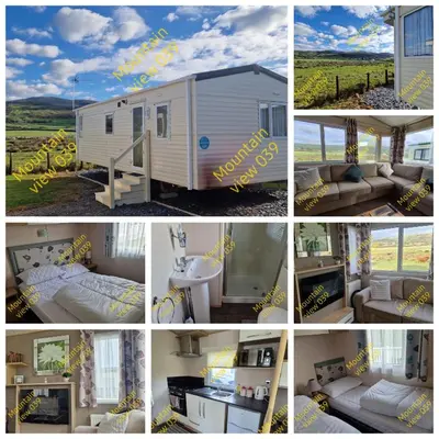 a collage of pictures of a tiny house at Mountain view 039 in Barmouth