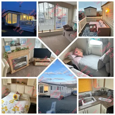 a collage of different pictures of a house at Sunset Walk 046 in Barmouth