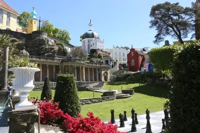 a garden with a large building and a chess board at 3 Bed in Brithdir oc-c33971 in Llanfachreth