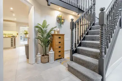 a staircase in a home with a stair case at 3 Bed in Brithdir oc-c33971 in Llanfachreth