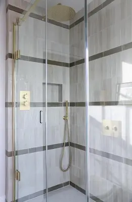 a shower with a glass door in a bathroom at Luxury Apartment in Shropshire sleeps 4 in Shrewsbury