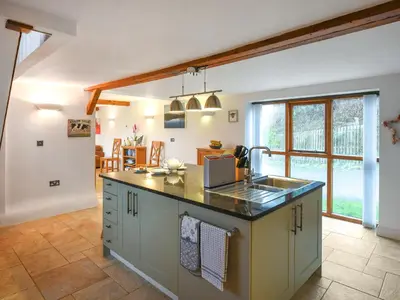 a kitchen with a sink and a counter top at Lower House Barn in Staunton on Wye