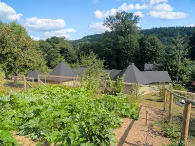 a garden with a bunch of vegetables in a yard at Riverside Inn, Aymestrey in Aymestrey