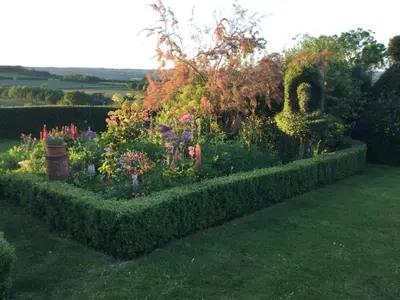 a garden with many different flowers and bushes at The Smithy in Hay-on-Wye