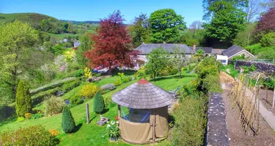 an aerial view of a garden with a gazebo at Pen-Y-Dyffryn Country Hotel in Oswestry