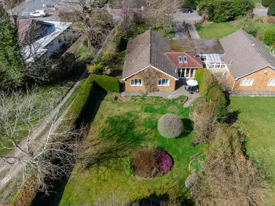 an aerial view of a house at Trederwen in Rhayader