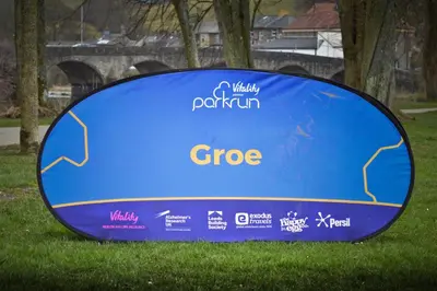 a large sign in the grass in a park at The Owls in Builth Wells