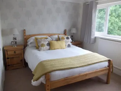 a bedroom with a bed with pillows and a window at Elan Hotel in Rhayader