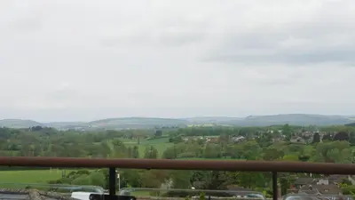 a view of the hills from the balcony of a house at The Keep in Ludlow
