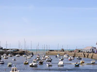 a bunch of boats are docked in a harbor at Blaenywawr in Cross Inn