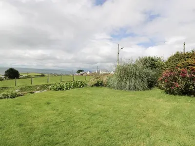 a field of grass with bushes and flowers at Happy Landing in Harlech