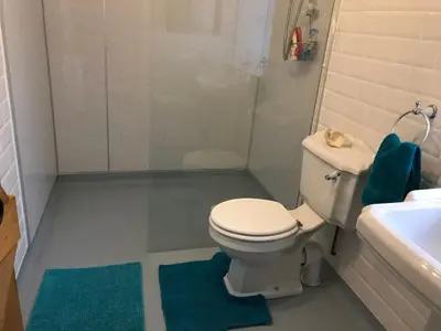 a bathroom with a toilet and a sink at Pen y Crug Cottage in Llanafan-fawr