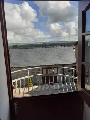 a view from a window of a roof at The Carthouse in Aberystwyth