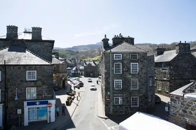 a view of a street in a small town at Royal Ship in Dolgellau