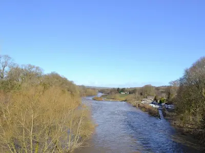 a view of a river from a bridge at The Oak in Newchurch