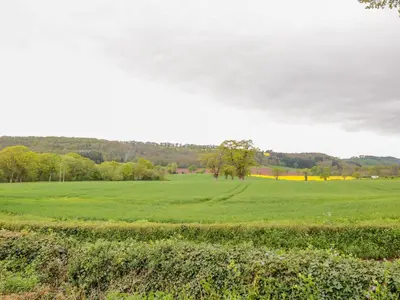 a large green field with trees in the distance at Bower View in Hereford