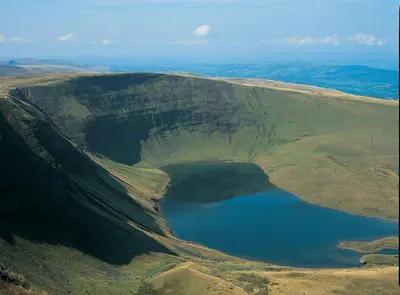 an aerial view of a lake on a hill at 1 Bed in Lower Chapel oc-waa906 in Lower Chapel